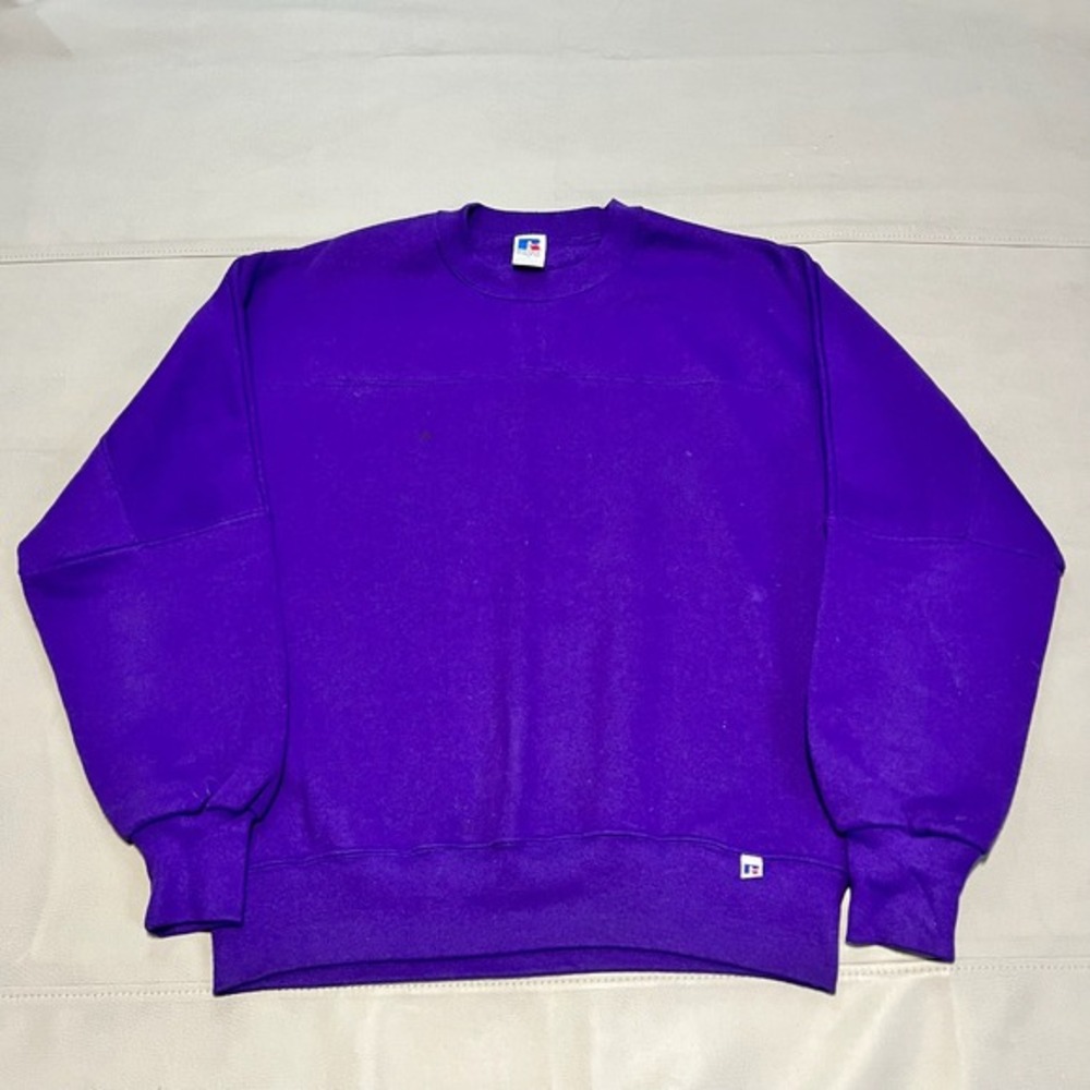 VTG Russell Athletic USA Dark Purple Crewneck Blank Sweater Sweatshirt Men-L-